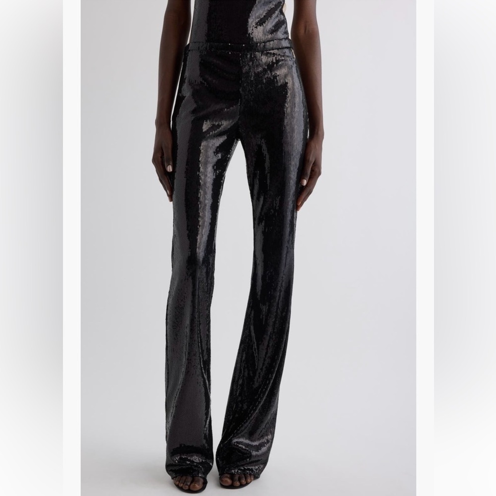 COURRÈGES Buckle Cutout Sequin Flare Pants NWT Made in Italy Size 40